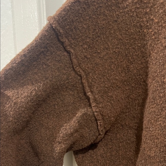 aerie oversized fuzzy chocolate Brown Crewneck Sweater size x-small - Picture 3 of 9